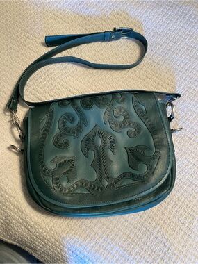 Turquoise / Teal Faux Leather Crossbody